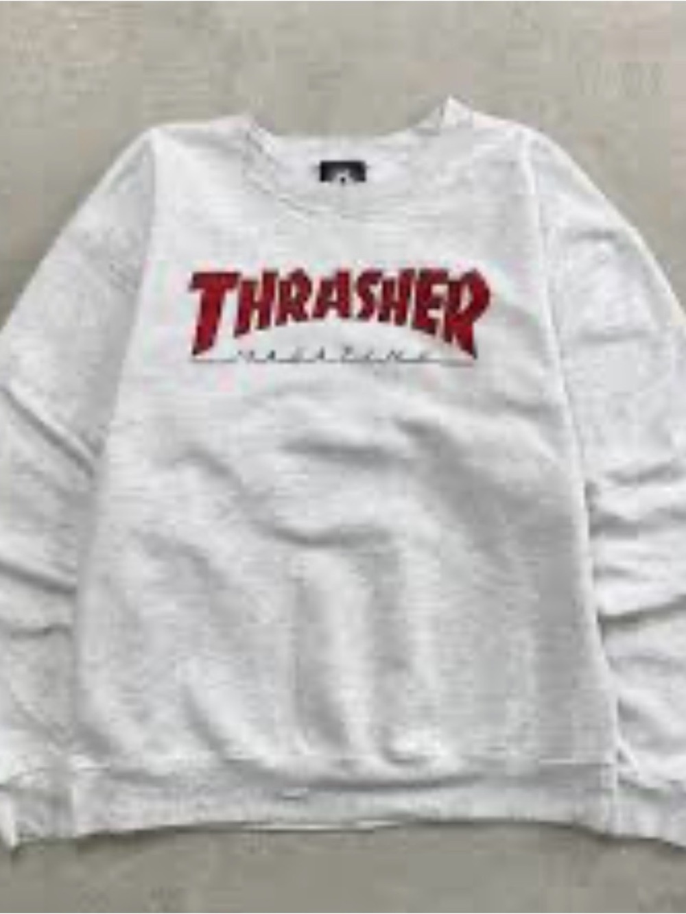 Rare Y2K Thrasher Heather Grey Sweatshirt with Large Red Logo-Vintage Tag-Small